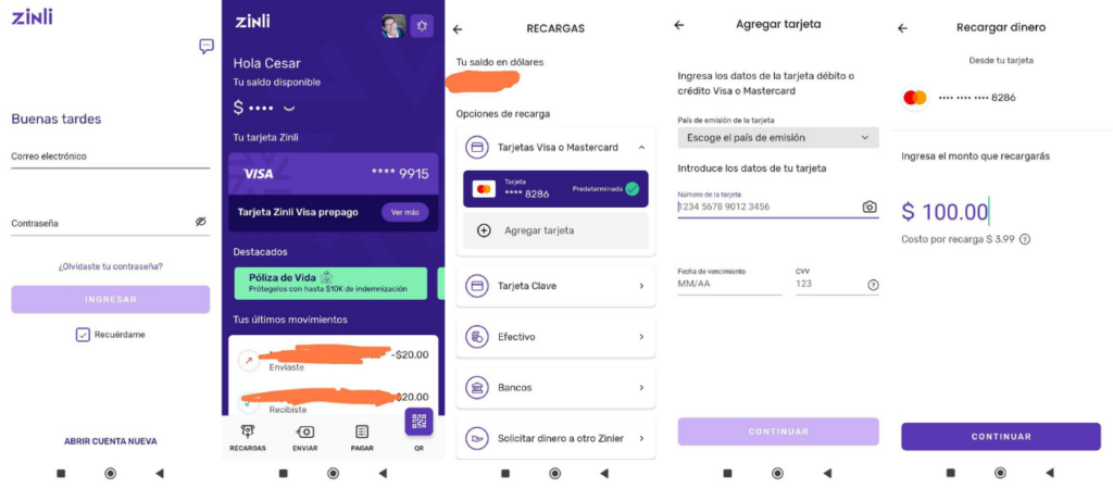 Paso a paso para recargar Zinli con tarjeta Internacional